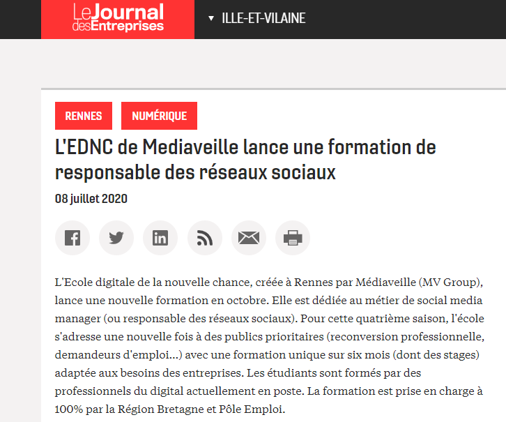 L’EDNC DE MEDIAVEILLE LANCE UNE FORMATION