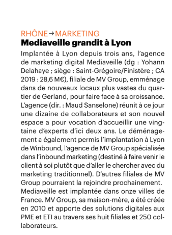 MEDIAVEILLE grandit à Lyon