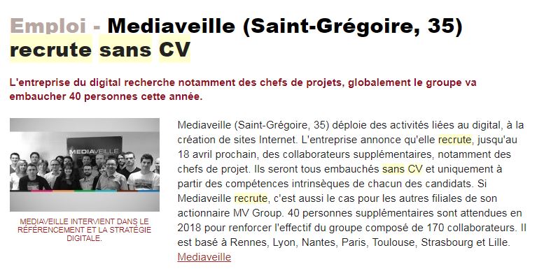 Mediaveille Recrute sans CV