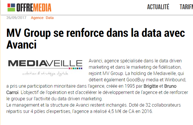 MV Group se renforce dans la data avec Avanci