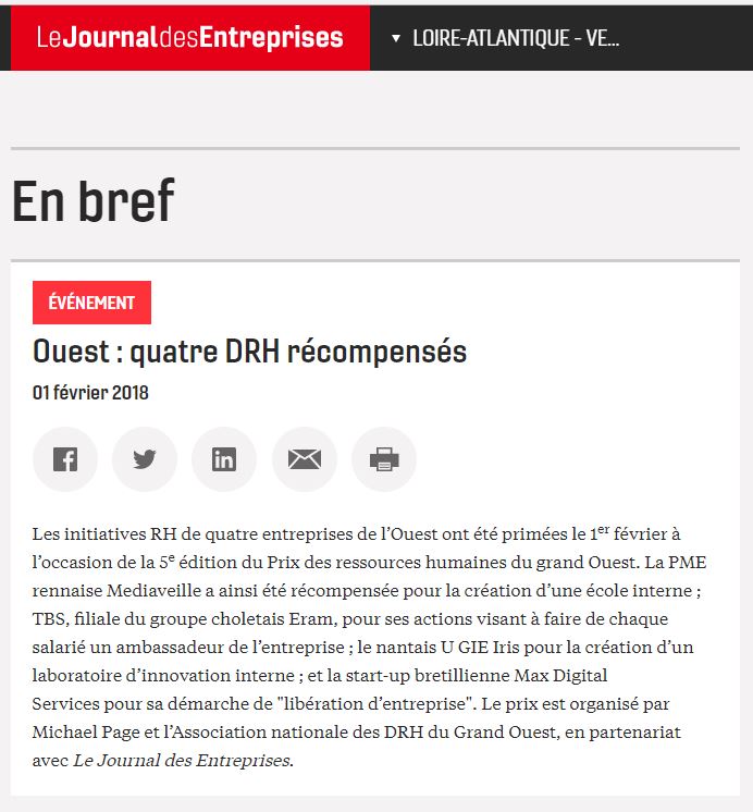 Ouest quatre DRH récompensés