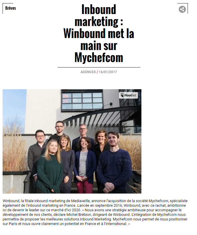 WINBOUND MET LA MAIN SUR MYCHEFCOM